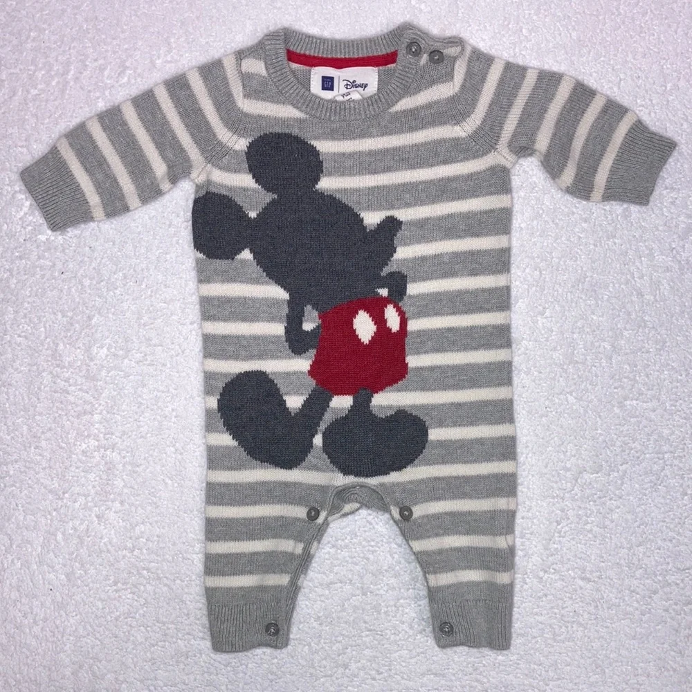 Baby gap Disney Mickey Mouse knit sweater romper newborn up to 7lbs